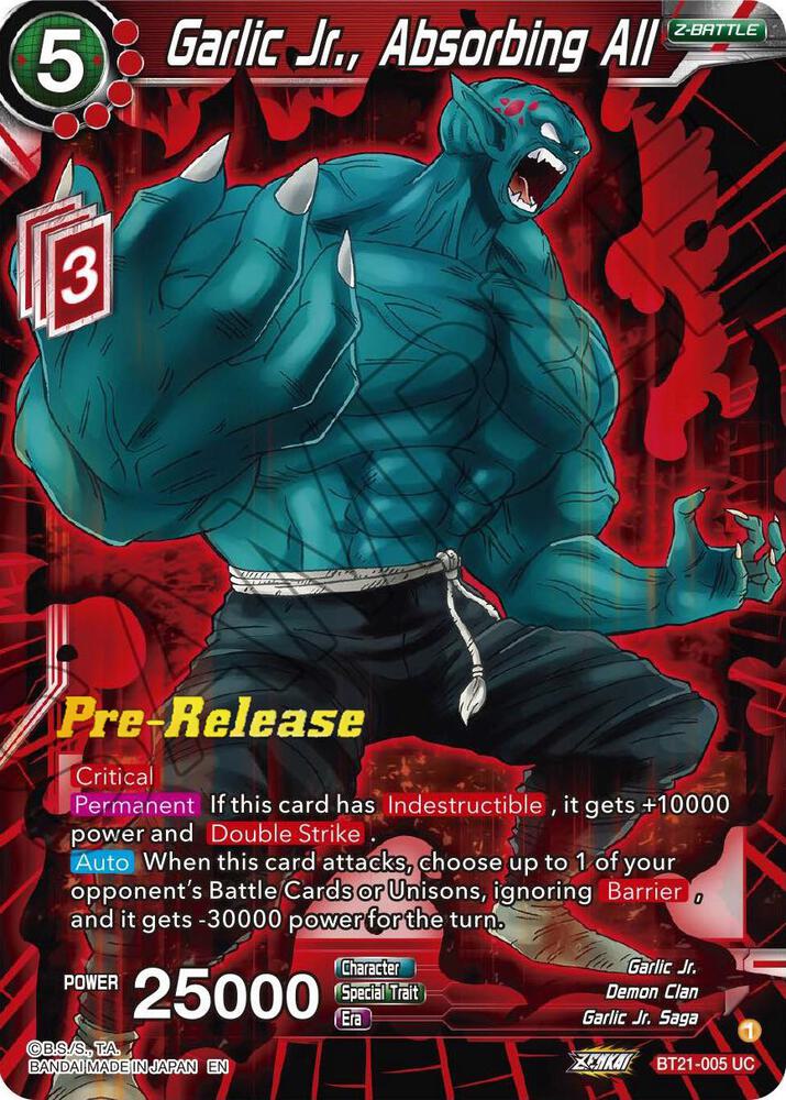 Garlic Jr., Absorbing All BT21-005 card from Wild Resurgence Pre-Release Cards