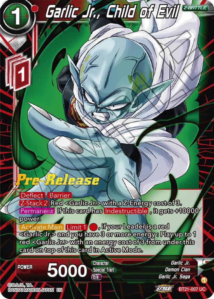 Garlic Jr., Child of Evil BT21-007 card from Wild Resurgence Pre-Release Cards