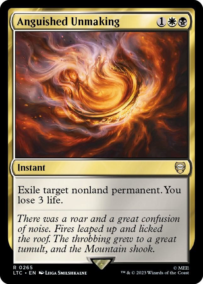 Anguished Unmaking 265 card from Commander: The Lord of the Rings: Tales of Middle-earth