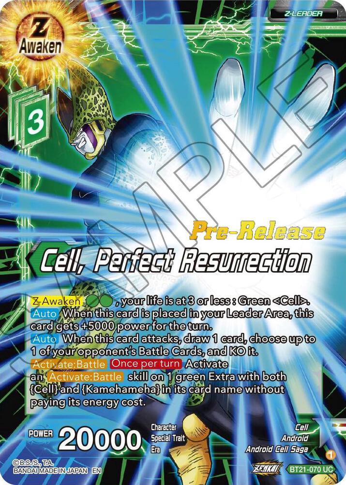 Cell, Perfect Resurrection BT21-070 card from Wild Resurgence Pre-Release Cards