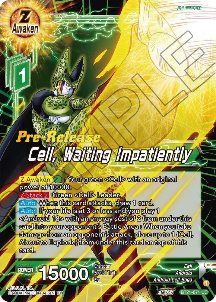 Cell, Waiting Impatiently BT21-071 card from Wild Resurgence Pre-Release Cards