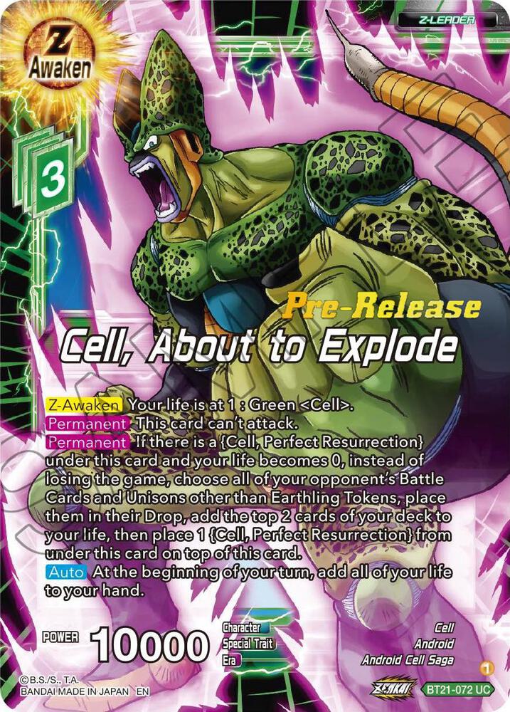 Cell, About to Explode BT21-072 card from Wild Resurgence Pre-Release Cards
