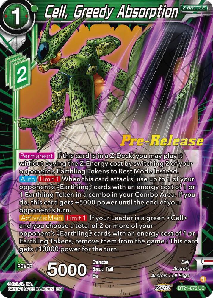 Cell, Greedy Absorption BT21-075 card from Wild Resurgence Pre-Release Cards