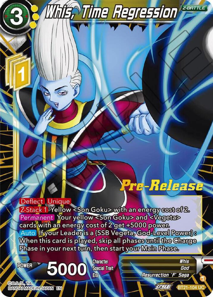 Whis, Time Regression BT21-104 card from Wild Resurgence Pre-Release Cards