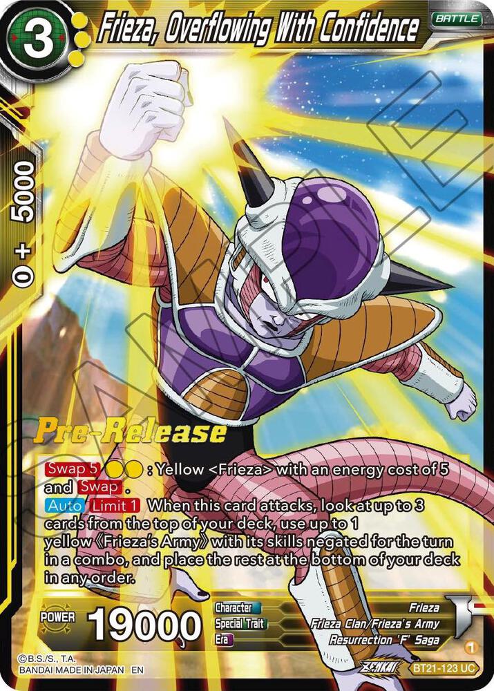 Frieza, Overflowing With Confidence BT21-123 card from Wild Resurgence Pre-Release Cards