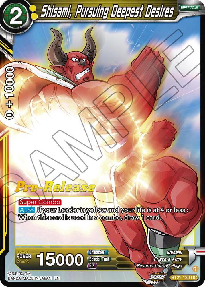 Shisami, Pursuing Deepest Desires BT21-130 card from Wild Resurgence Pre-Release Cards