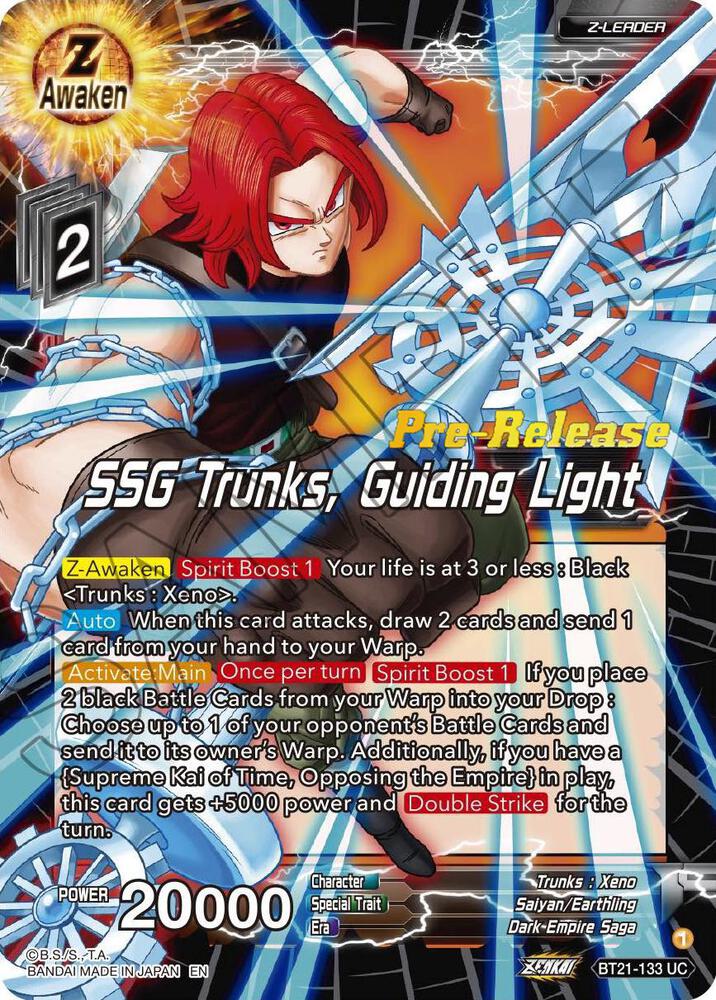 SSG Trunks, Guiding Light BT21-133 card from Wild Resurgence Pre-Release Cards