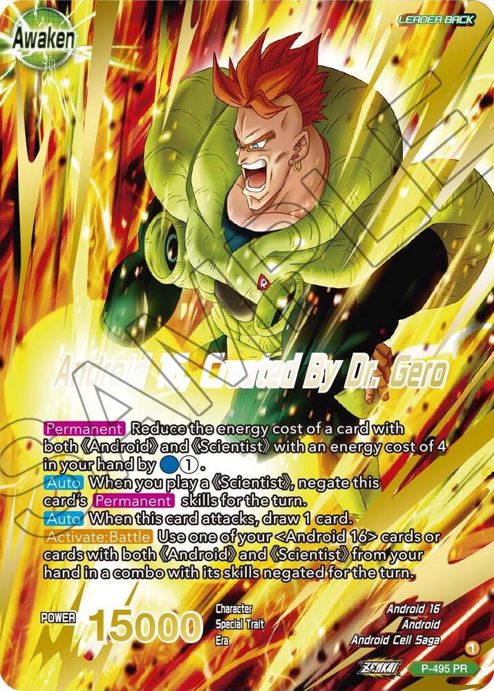 Android 16 // Android 16, Created By Dr. Gero (Gold Stamped) P-495 card from Promotion Cards
