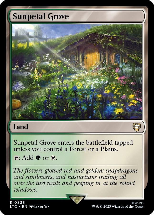 Sunpetal Grove 336 card from Commander: The Lord of the Rings: Tales of Middle-earth
