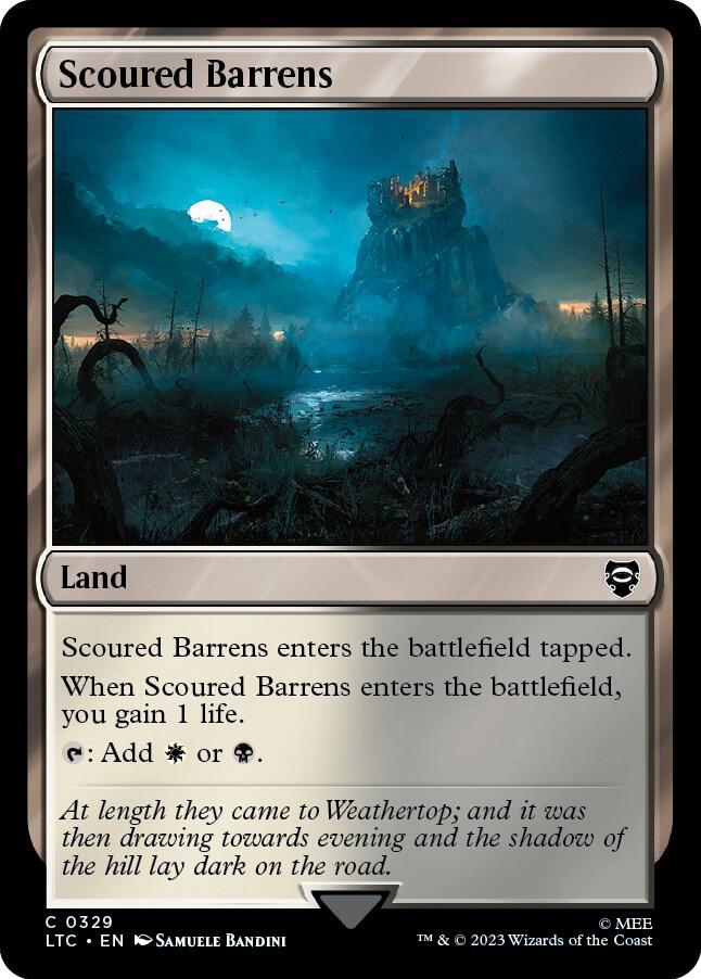 Scoured Barrens 329 card from Commander: The Lord of the Rings: Tales of Middle-earth