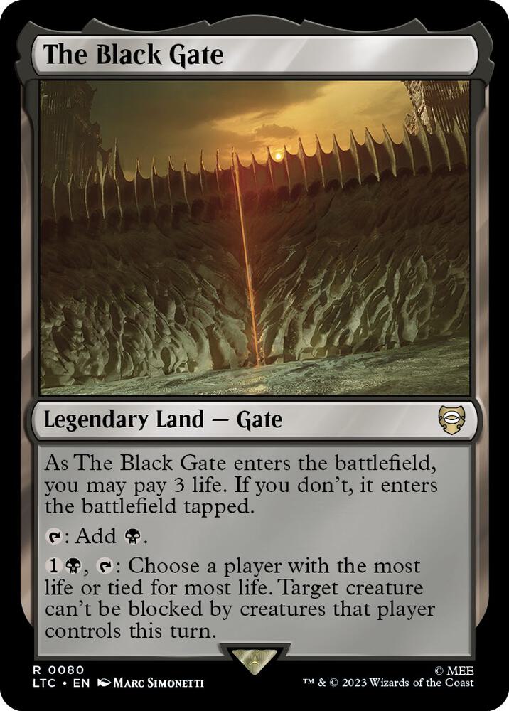 The Black Gate 80 card from Commander: The Lord of the Rings: Tales of Middle-earth