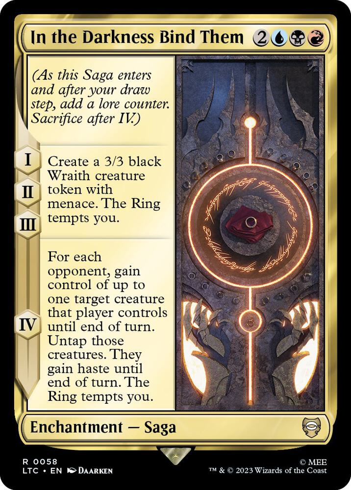 In the Darkness Bind Them 58 card from Commander: The Lord of the Rings: Tales of Middle-earth