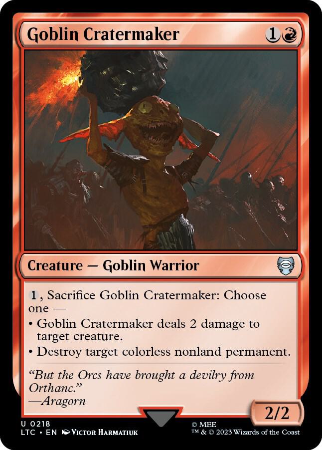 Goblin Cratermaker 218 card from Commander: The Lord of the Rings: Tales of Middle-earth