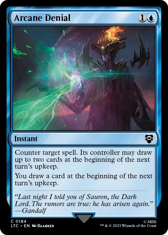 Arcane Denial 184 card from Commander: The Lord of the Rings: Tales of Middle-earth