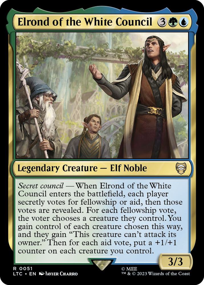 Elrond of the White Council 51 card from Commander: The Lord of the Rings: Tales of Middle-earth