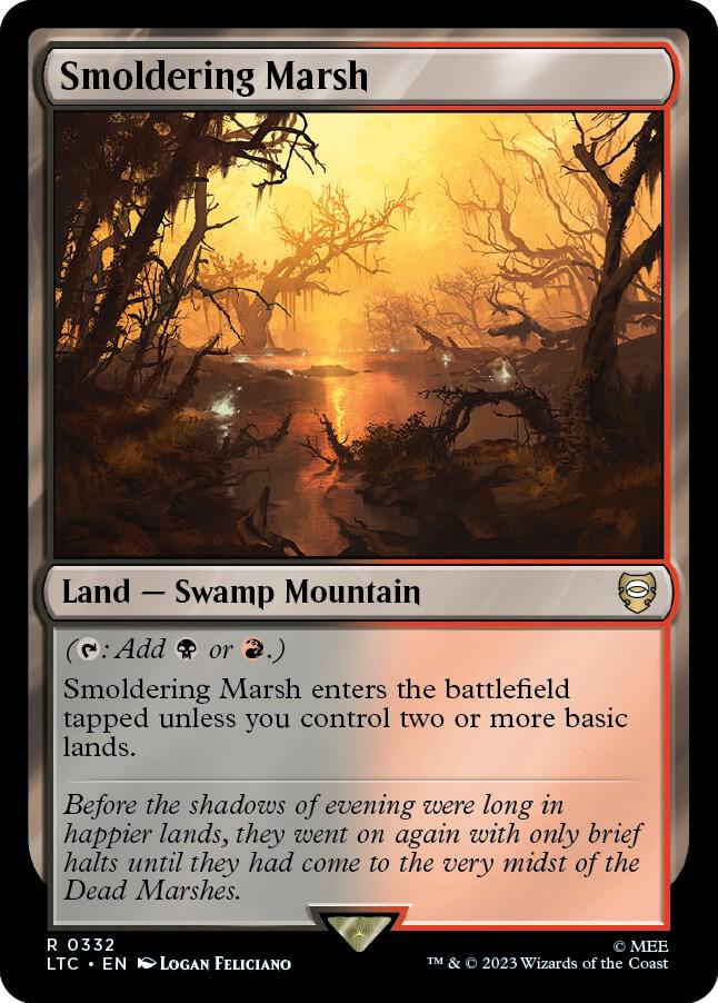 Smoldering Marsh 332 card from Commander: The Lord of the Rings: Tales of Middle-earth