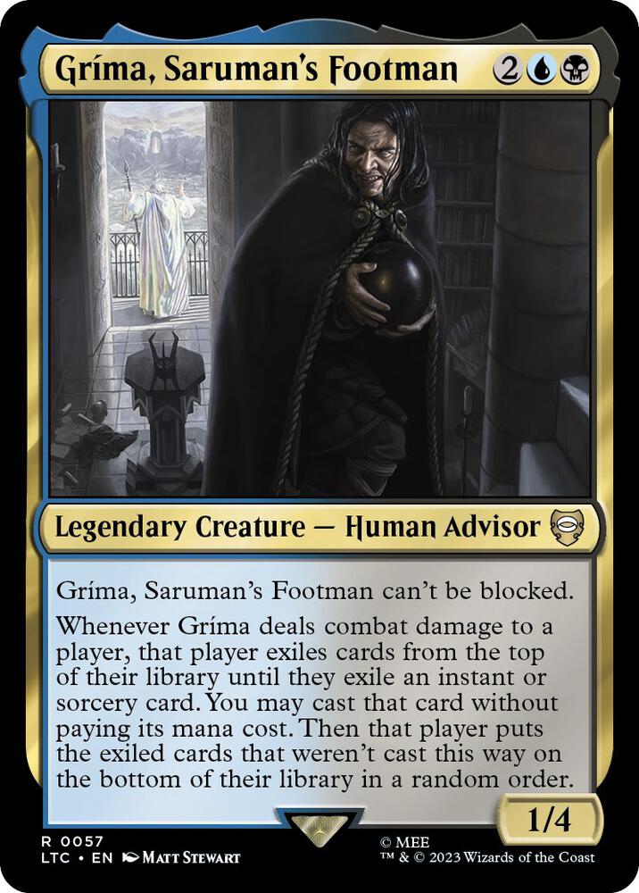 Grima, Saruman's Footman 57 card from Commander: The Lord of the Rings: Tales of Middle-earth