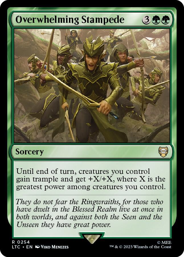 Overwhelming Stampede 254 card from Commander: The Lord of the Rings: Tales of Middle-earth