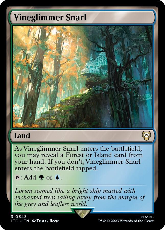 Vineglimmer Snarl 343 card from Commander: The Lord of the Rings: Tales of Middle-earth