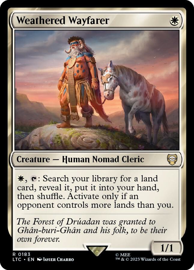 Weathered Wayfarer 183 card from Commander: The Lord of the Rings: Tales of Middle-earth