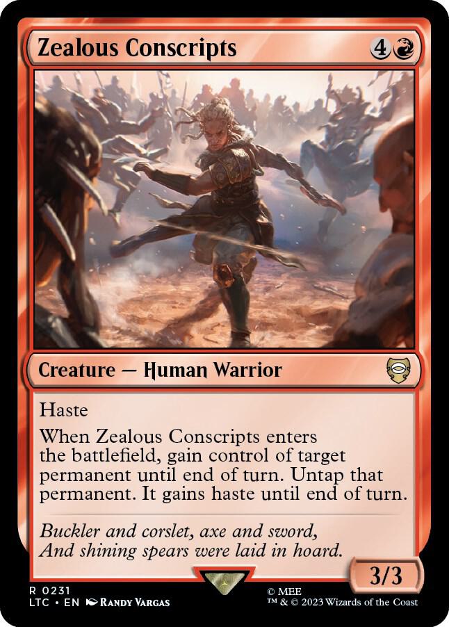 Zealous Conscripts 231 card from Commander: The Lord of the Rings: Tales of Middle-earth