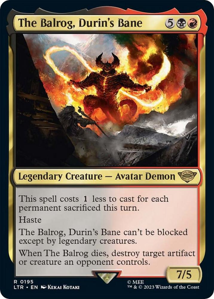 The Balrog, Durin's Bane 195 card from Universes Beyond: The Lord of the Rings: Tales of Middle-earth