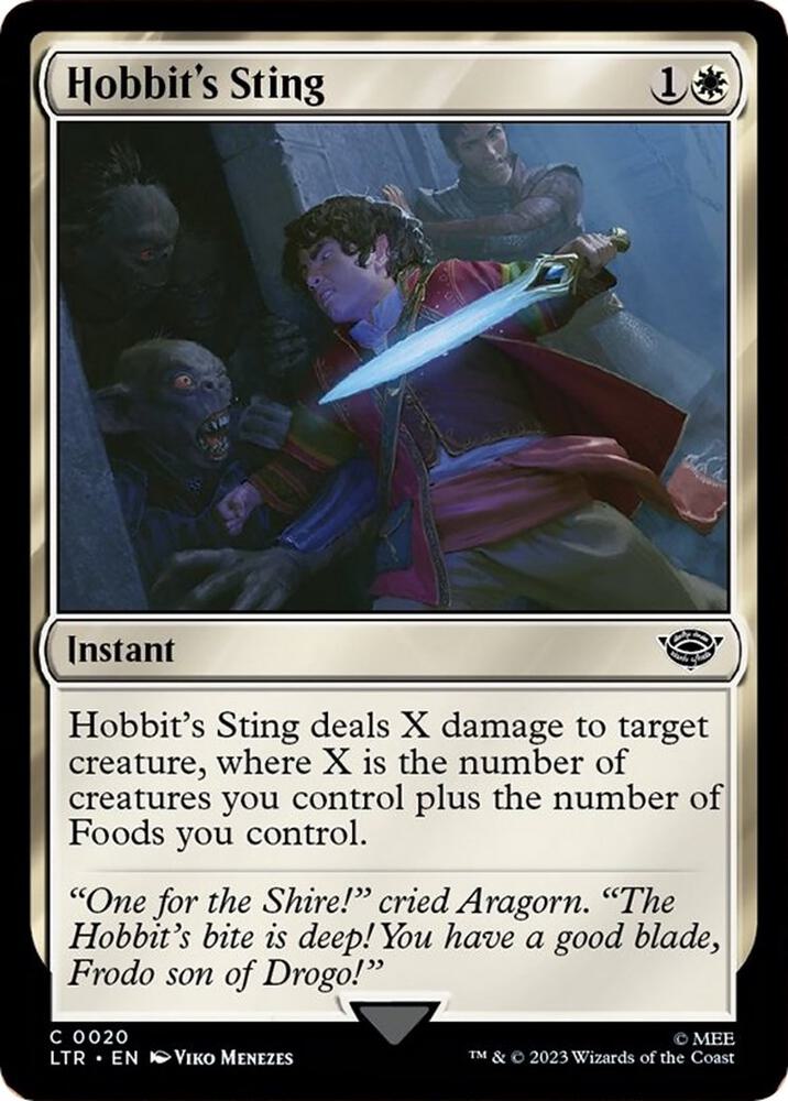 Hobbit's Sting 20 card from Universes Beyond: The Lord of the Rings: Tales of Middle-earth