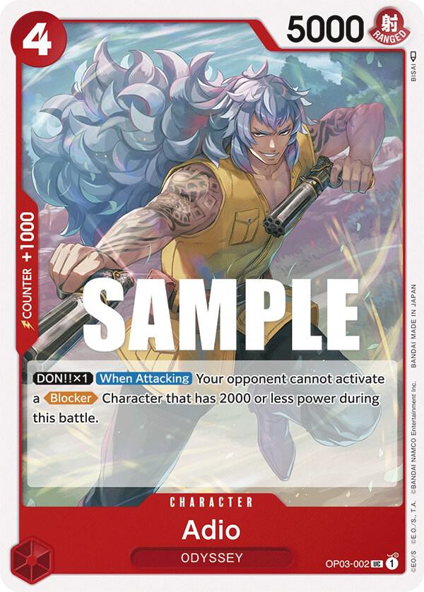 Adio OP03-002 card from Pillars of Strength
