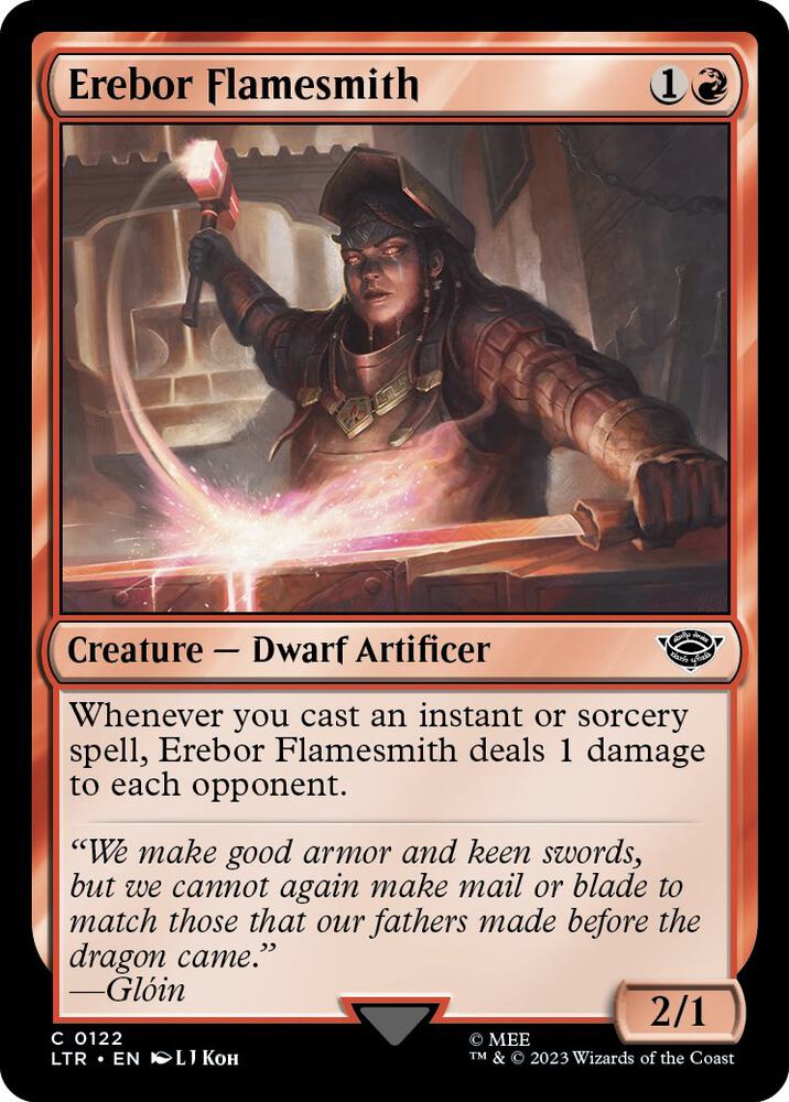 Erebor Flamesmith 122 card from Universes Beyond: The Lord of the Rings: Tales of Middle-earth