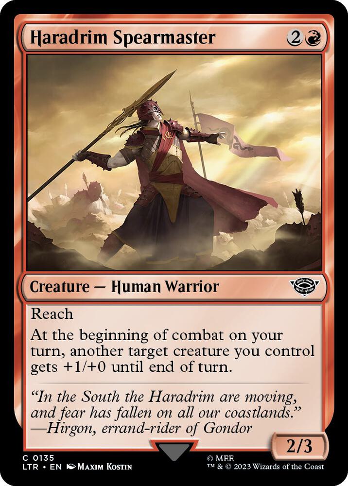 Haradrim Spearmaster 135 card from Universes Beyond: The Lord of the Rings: Tales of Middle-earth