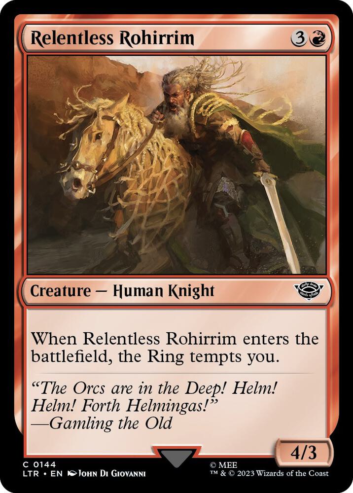 Relentless Rohirrim 144 card from Universes Beyond: The Lord of the Rings: Tales of Middle-earth
