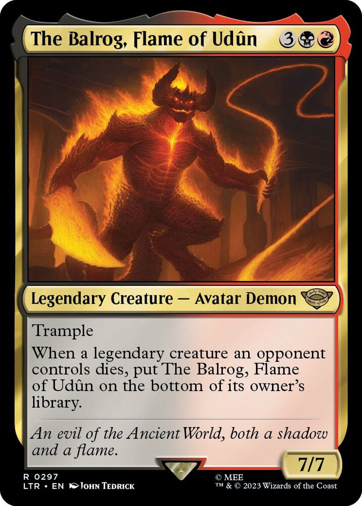 The Balrog, Flame of Udun 297 card from Universes Beyond: The Lord of the Rings: Tales of Middle-earth