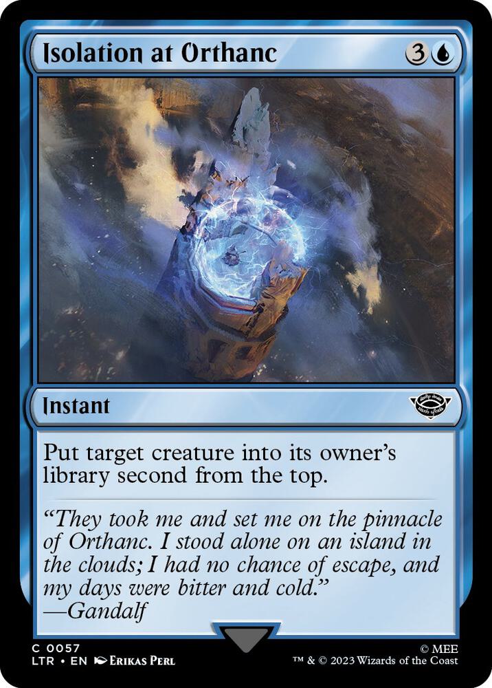 Isolation at Orthanc 57 card from Universes Beyond: The Lord of the Rings: Tales of Middle-earth