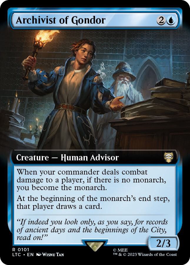 Archivist of Gondor (Extended Art) 101 card from Commander: The Lord of the Rings: Tales of Middle-earth