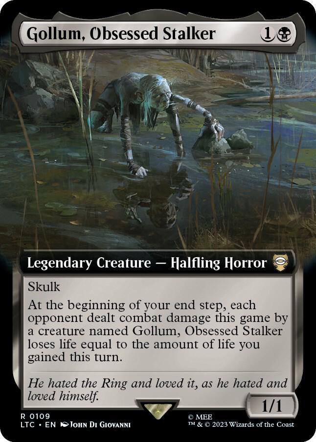Gollum, Obsessed Stalker (Extended Art) 109 card from Commander: The Lord of the Rings: Tales of Middle-earth