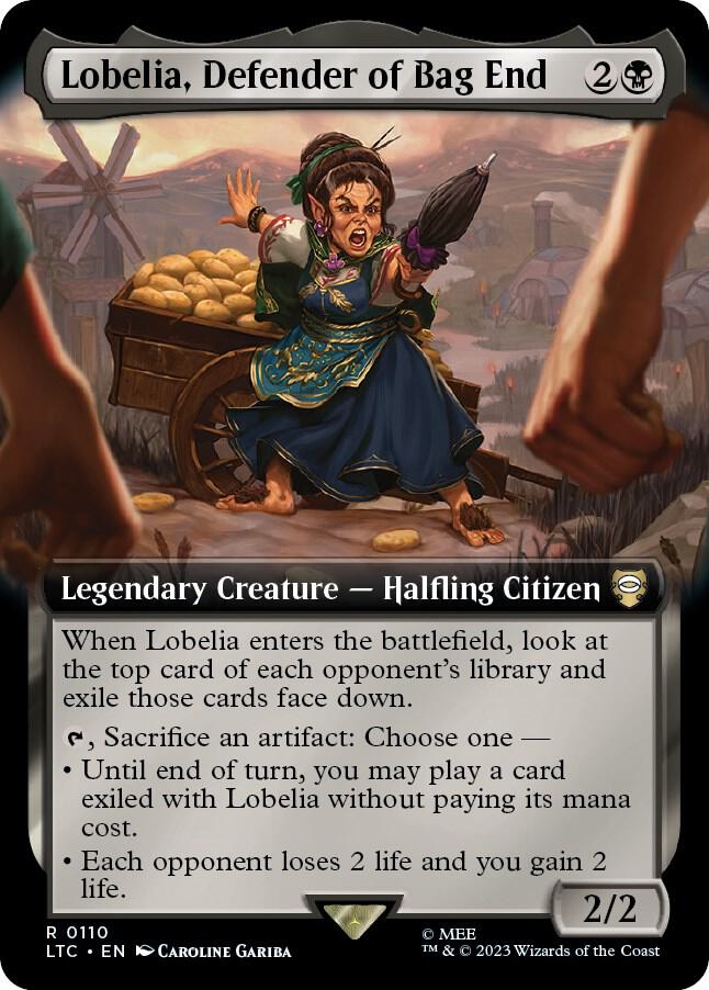 Lobelia, Defender of Bag End (Extended Art) 110 card from Commander: The Lord of the Rings: Tales of Middle-earth