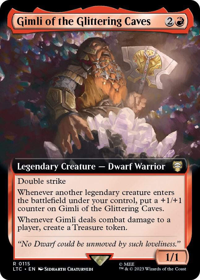 Gimli of the Glittering Caves (Extended Art) 115 card from Commander: The Lord of the Rings: Tales of Middle-earth