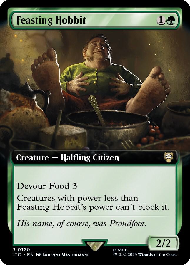 Feasting Hobbit (Extended Art) 120 card from Commander: The Lord of the Rings: Tales of Middle-earth
