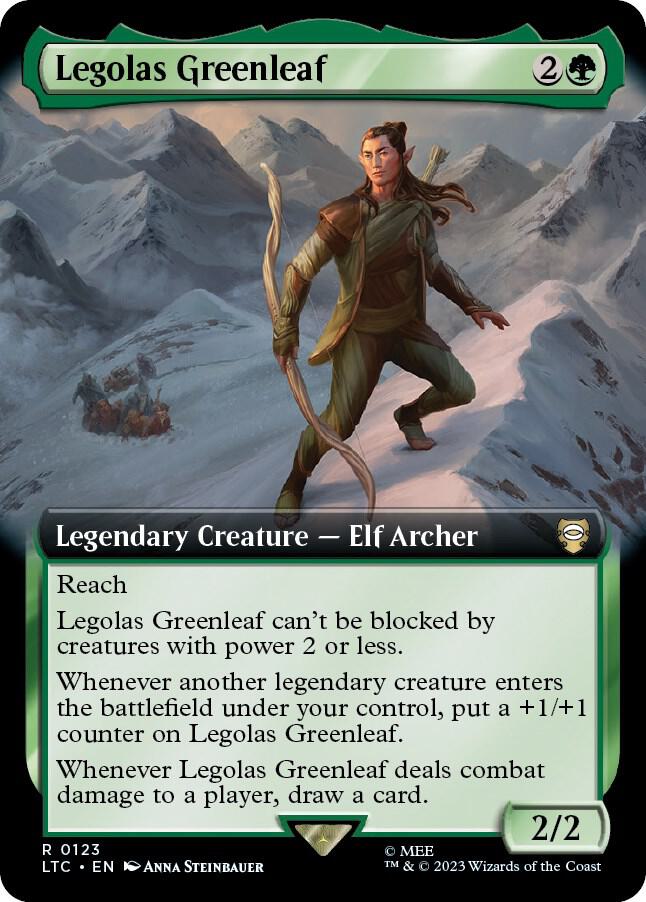Legolas Greenleaf (Extended Art) 123 card from Commander: The Lord of the Rings: Tales of Middle-earth