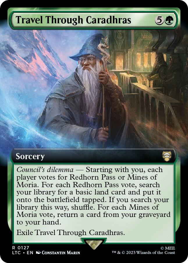 Travel Through Caradhras (Extended Art) 127 card from Commander: The Lord of the Rings: Tales of Middle-earth