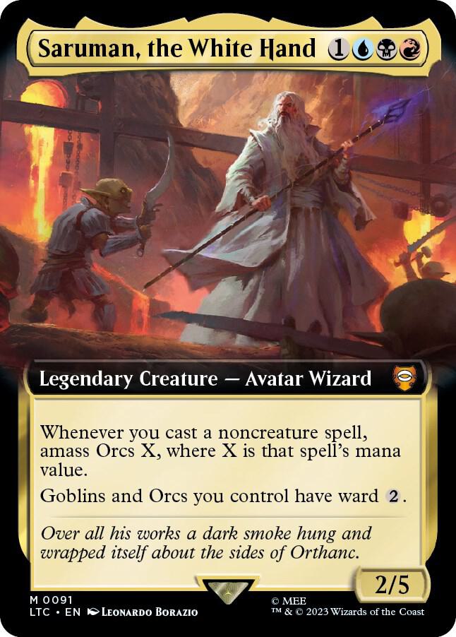 Saruman, the White Hand (Extended Art) 91 card from Commander: The Lord of the Rings: Tales of Middle-earth