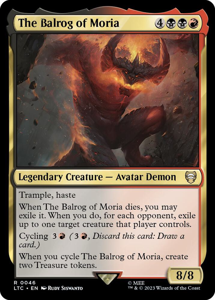 The Balrog of Moria 46 card from Commander: The Lord of the Rings: Tales of Middle-earth