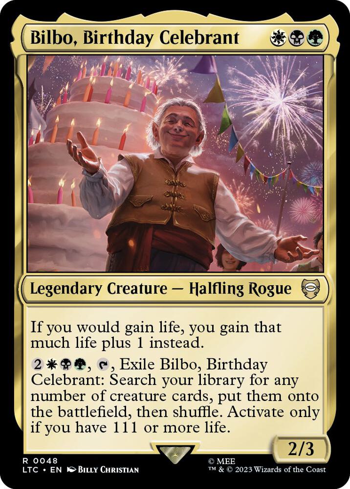 Bilbo, Birthday Celebrant 48 card from Commander: The Lord of the Rings: Tales of Middle-earth