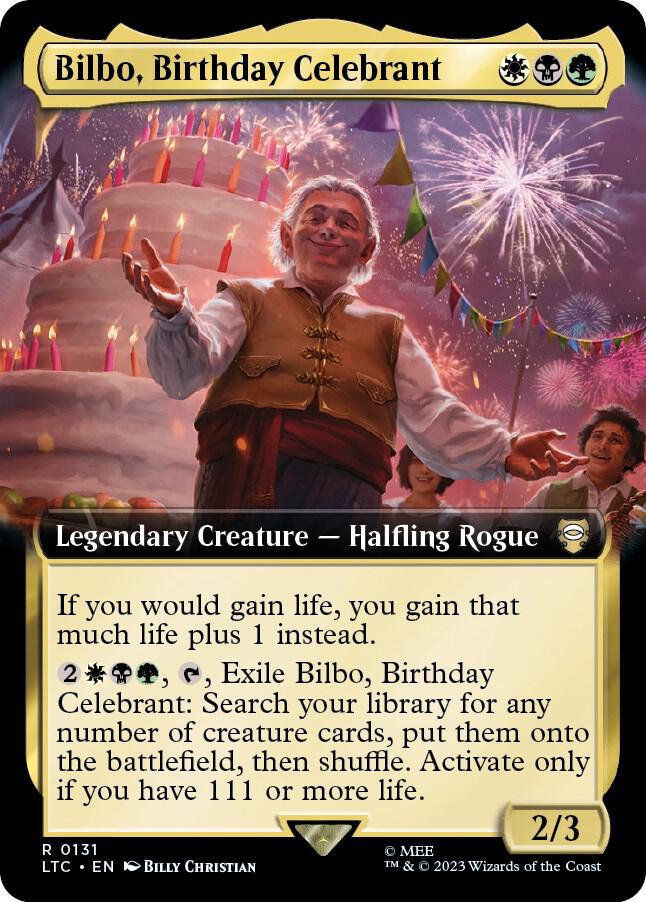 Bilbo, Birthday Celebrant (Extended Art) 131 card from Commander: The Lord of the Rings: Tales of Middle-earth