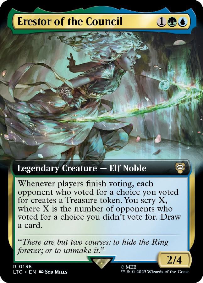 Erestor of the Council (Extended Art) 136 card from Commander: The Lord of the Rings: Tales of Middle-earth