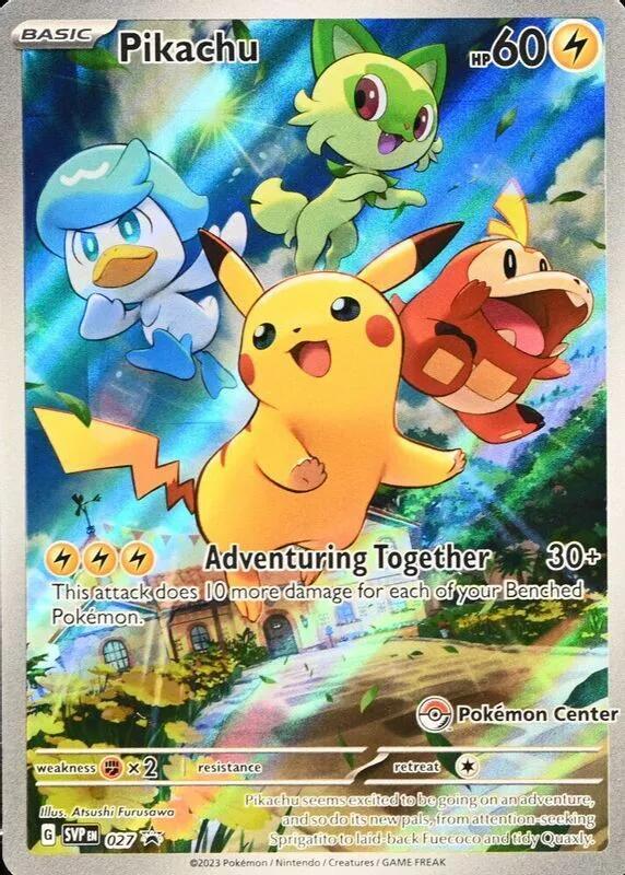 Pikachu (Pokemon Center Exclusive) 027 card from SV: Scarlet & Violet Promo Cards