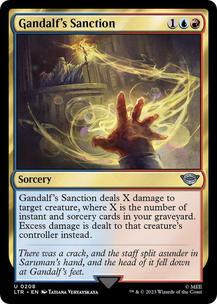 Gandalf's Sanction 208 card from Universes Beyond: The Lord of the Rings: Tales of Middle-earth