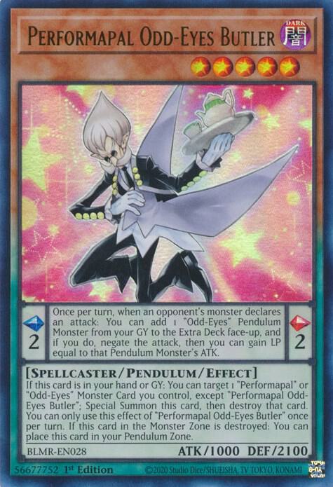 Performapal Odd-Eyes Butler BLMR-EN028 card from Battles of Legend: Monstrous Revenge