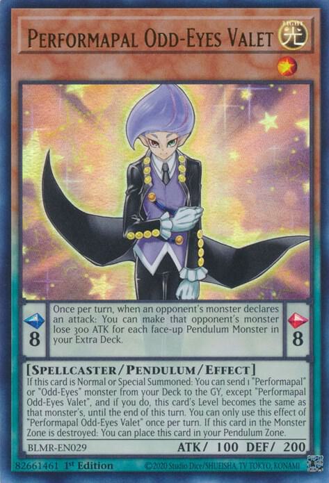 Performapal Odd-Eyes Valet BLMR-EN029 card from Battles of Legend: Monstrous Revenge