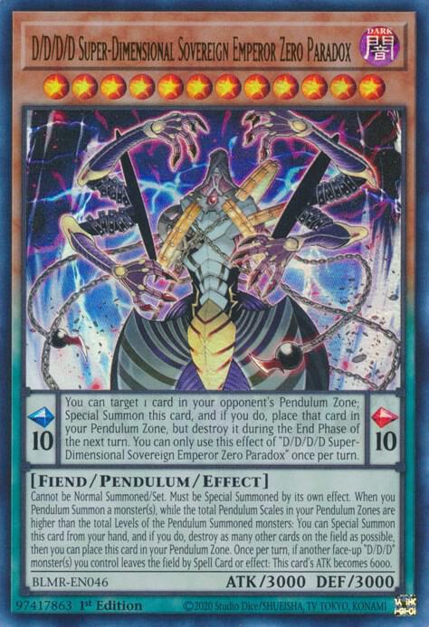 D/D/D/D Super-Dimensional Sovereign Emperor Zero Paradox BLMR-EN046 card from Battles of Legend: Monstrous Revenge